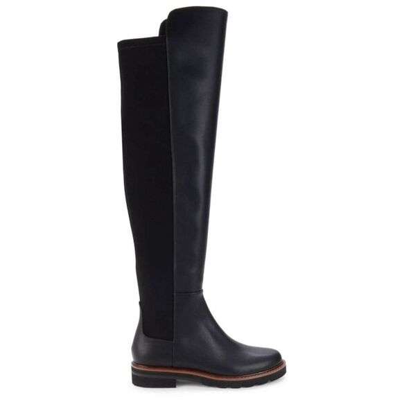 Stuart Weitzman Over The Knee Leather Boots Almond Toe Size 8.5 in Black NEW - Picture 1 of 10